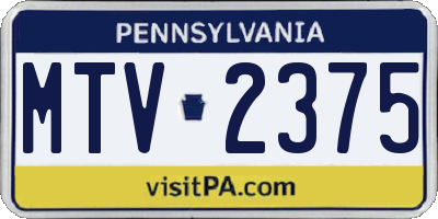 PA license plate MTV2375