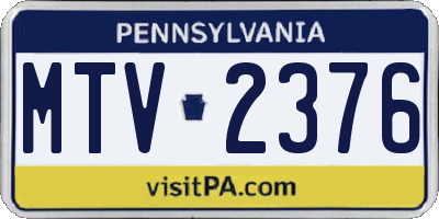 PA license plate MTV2376