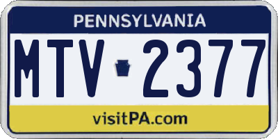 PA license plate MTV2377