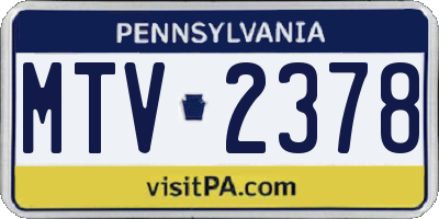 PA license plate MTV2378