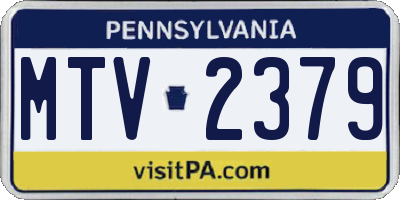 PA license plate MTV2379