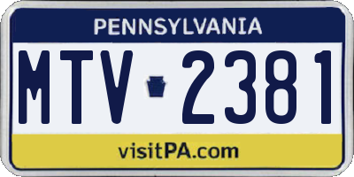PA license plate MTV2381