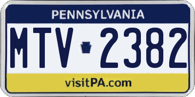 PA license plate MTV2382