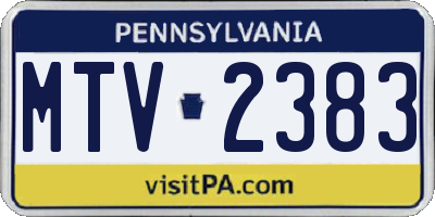 PA license plate MTV2383
