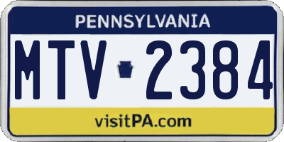 PA license plate MTV2384
