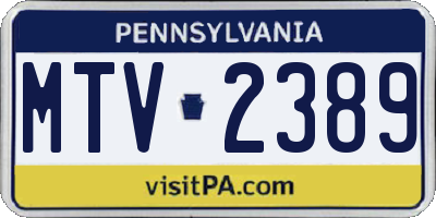 PA license plate MTV2389