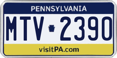 PA license plate MTV2390
