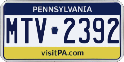 PA license plate MTV2392