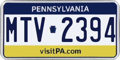 PA license plate MTV2394