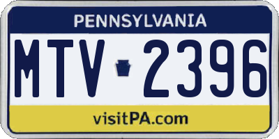 PA license plate MTV2396