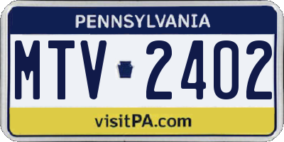 PA license plate MTV2402