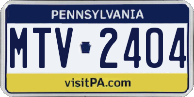 PA license plate MTV2404