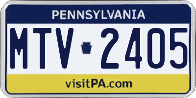 PA license plate MTV2405
