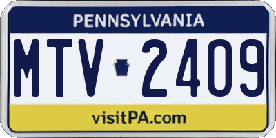 PA license plate MTV2409