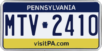 PA license plate MTV2410