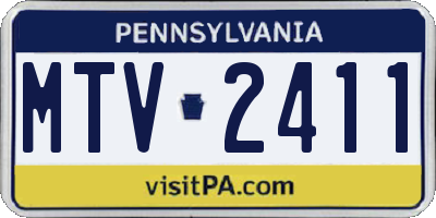 PA license plate MTV2411