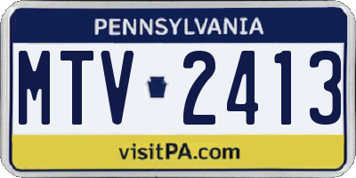 PA license plate MTV2413