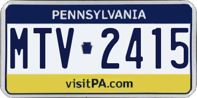 PA license plate MTV2415