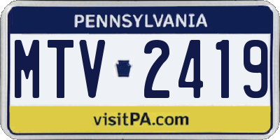 PA license plate MTV2419