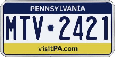 PA license plate MTV2421