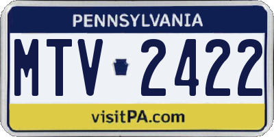 PA license plate MTV2422