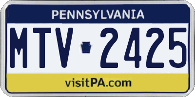 PA license plate MTV2425