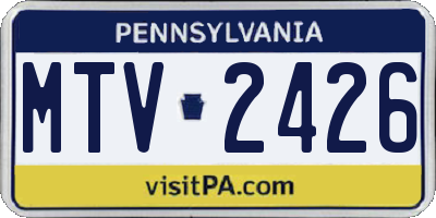 PA license plate MTV2426