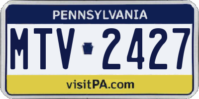 PA license plate MTV2427