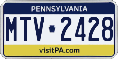 PA license plate MTV2428