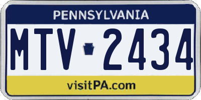 PA license plate MTV2434