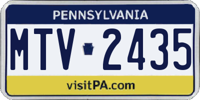 PA license plate MTV2435