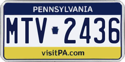 PA license plate MTV2436