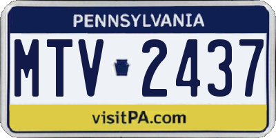 PA license plate MTV2437