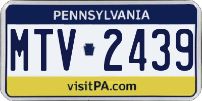 PA license plate MTV2439