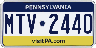 PA license plate MTV2440