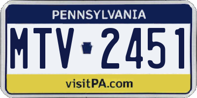 PA license plate MTV2451