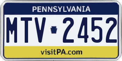 PA license plate MTV2452