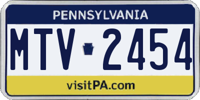 PA license plate MTV2454