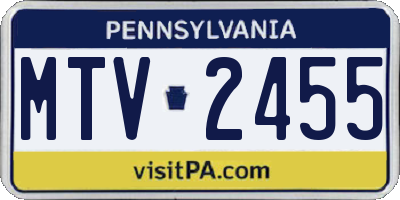 PA license plate MTV2455