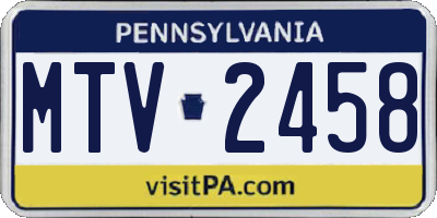 PA license plate MTV2458