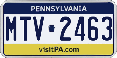 PA license plate MTV2463