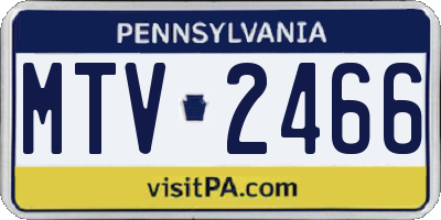 PA license plate MTV2466