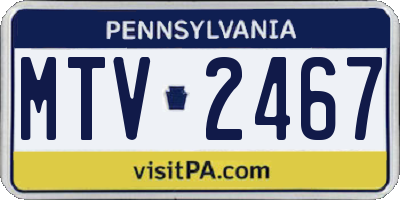 PA license plate MTV2467