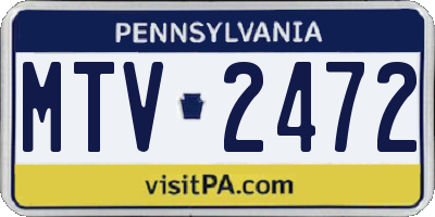 PA license plate MTV2472