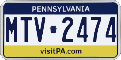 PA license plate MTV2474