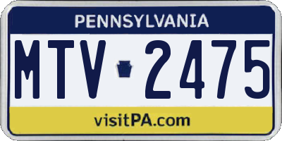 PA license plate MTV2475
