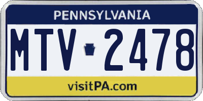 PA license plate MTV2478