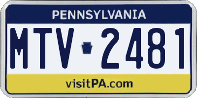PA license plate MTV2481