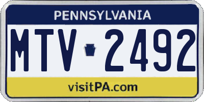 PA license plate MTV2492