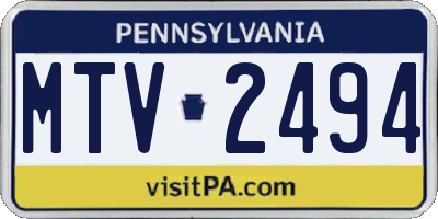 PA license plate MTV2494